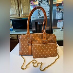 DB Brown Monogram Canvas Coat Leather Tassel Crossbody , Matching DB Wristlet